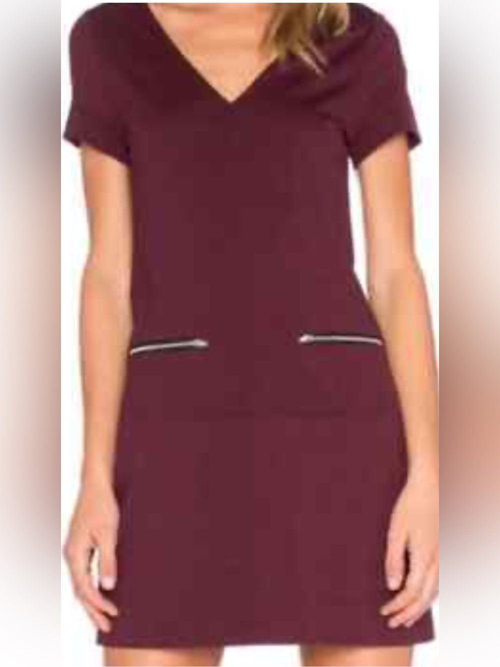 Sanctuary Anthropologie V-Neck Mini Dress in Burgundy Sz S